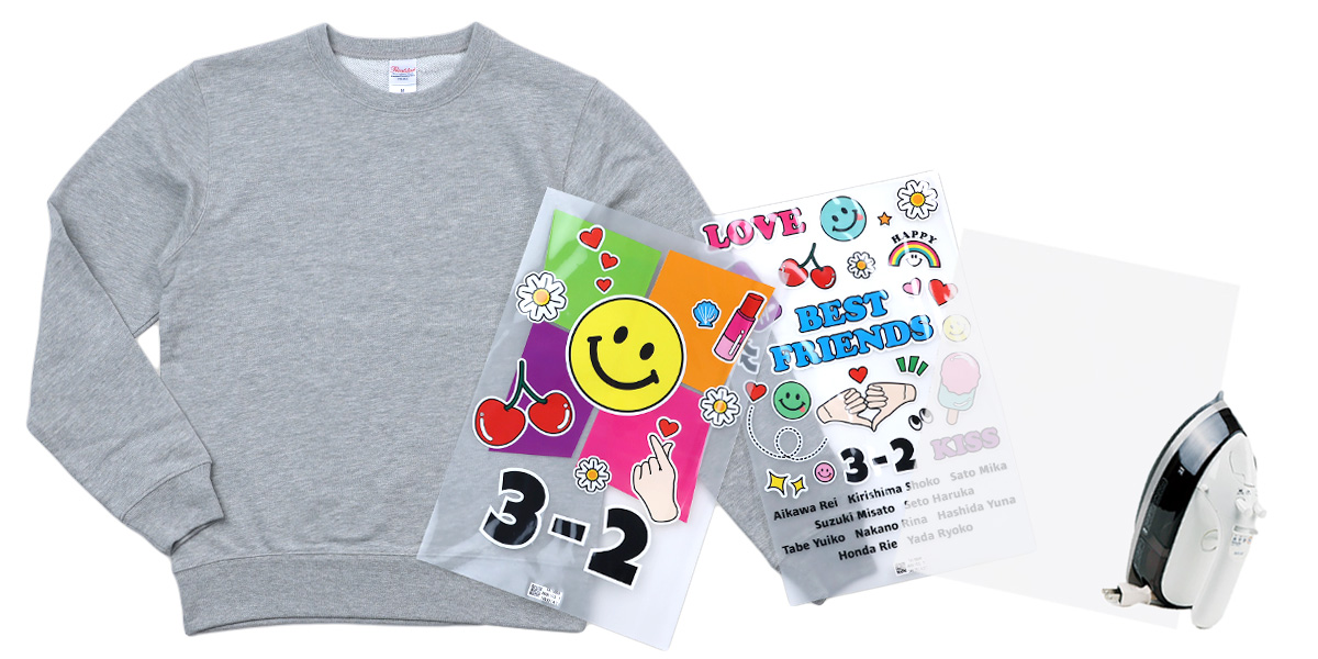 無地Tシャツの上にフィルムをちょっとずらして載せる+アイロンとクッキングシート