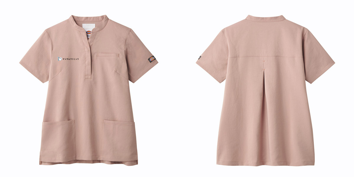 FOLK レディススクラブ(Dickies)7089SCピンク正面・背面横並び